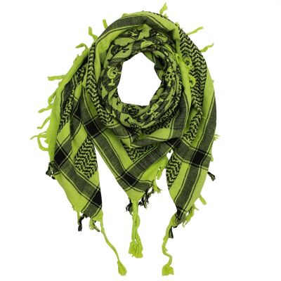 Tissu Pali - têtes de mort à carreaux vert-vert vif - noir - Tissu Kufiya PLO