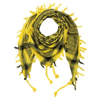 Tissu Pali - têtes de mort à carreaux jaune - noir - Tissu Kufiya PLO 1