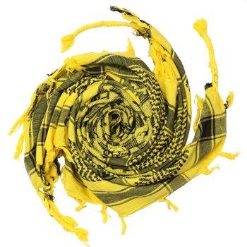 Tissu Pali - têtes de mort à carreaux jaune - noir - Tissu Kufiya PLO 2