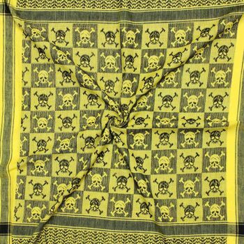Tissu Pali - têtes de mort à carreaux jaune - noir - Tissu Kufiya PLO 3