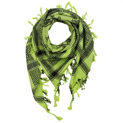 Tissu Pali - crânes avec os grand vert-vert clair - noir - tissu Kufiya PLO