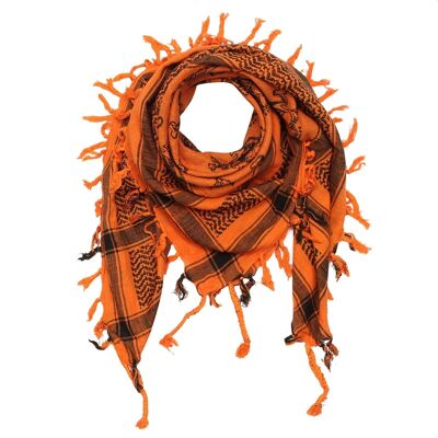Tissu Pali - crânes avec os grand orange - noir - tissu Kufiya PLO