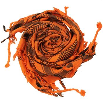 Tissu Pali - crânes avec os grand orange - noir - tissu Kufiya PLO 2