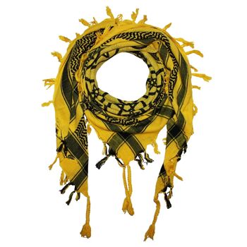 Tissu Pali - jaune pentagramme - noir - Tissu Kufiya PLO 1
