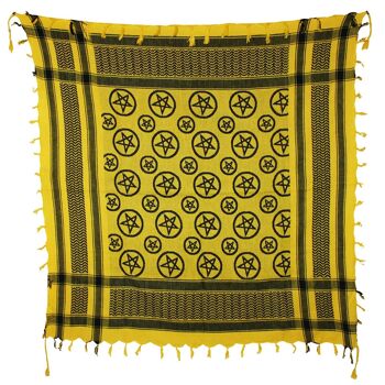 Tissu Pali - jaune pentagramme - noir - Tissu Kufiya PLO 2