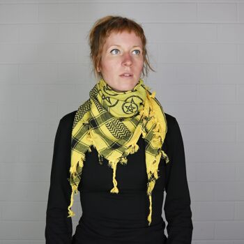 Tissu Pali - jaune pentagramme - noir - Tissu Kufiya PLO 6