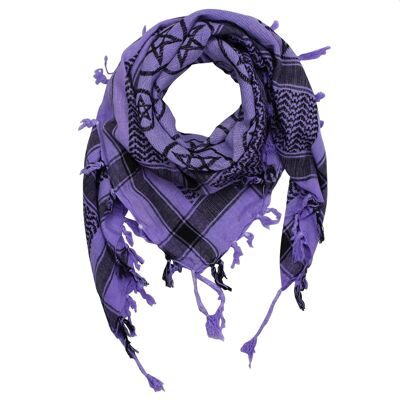 Tessuto Pali - pentagramma viola-viola chiaro - nero - Tessuto Kufiya PLO