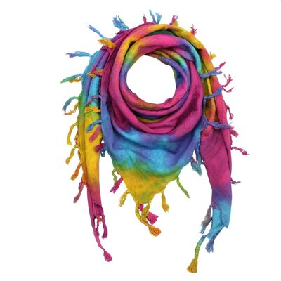 Tessuto Pali - colorful-batik-tiedye 03 - Rainbow Spiral - Tessuto Kufiya PLO