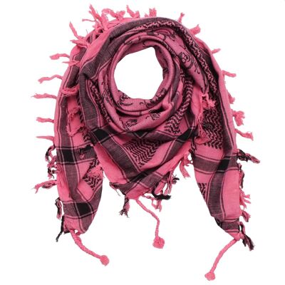 Tissu Pali - crânes avec sabre rose - noir - Tissu Kufiya PLO