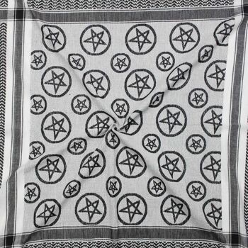 Tissu Pali - Pentagram blanc - noir - Tissu Kufiya PLO 3