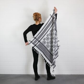 Tissu Pali - Pentagram blanc - noir - Tissu Kufiya PLO 10