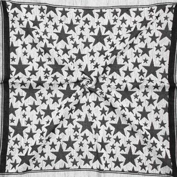 Tissu Pali - grandes et petites étoiles noir - blanc - Tissu Kufiya PLO 3