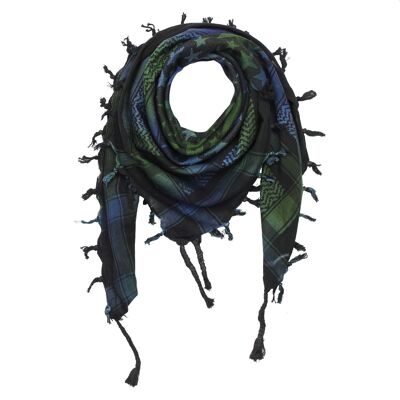 Tissu Pali - Etoiles grandes & petites noires - Tie dye batik multicolore 02 - Tissu Kufiya PLO