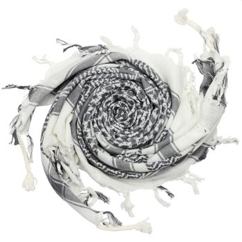 Tissu Pali - blanc - gris - Tissu Kufiya PLO 2