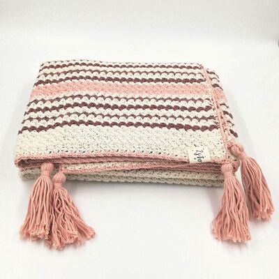 Couverture BOHEMIAN en coton bio - rose