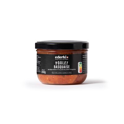 Pollo en salsa basquaise con dos aceitunas y pimiento de Espelette 350g