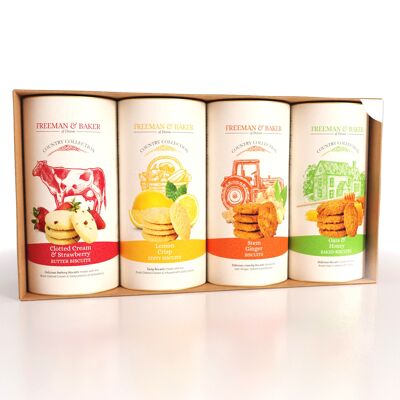 Freeman & Baker - Country Collection - 4x Biscuit Drum Selection Gift Pack (800g)