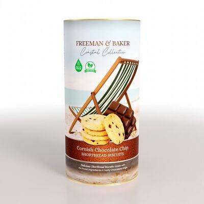Freeman & Baker - Coastal Collection - Cornish Chocolate Chip Shortbread Biscuits, Drum (200g)