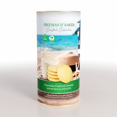 Freeman & Baker - Coastal Collection - Cornish Clotted Cream Shortbread Biscuits, Drum (200g)