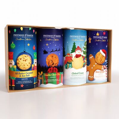 Freeman & Baker - Christmas - 4x Biscuit Drum Selection Gift Pack (800g)