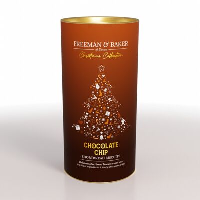 Freeman & Baker - Christmas - Chocolate Chip Shortbread Biscuits, Drum (200g)