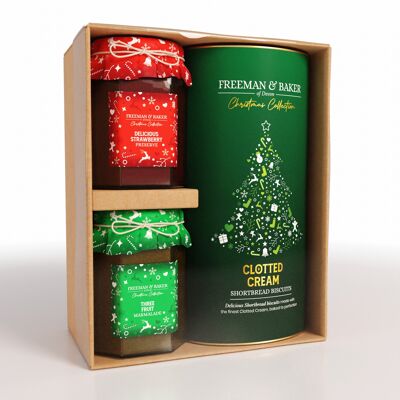 Freeman & Baker - Christmas - Clotted Cream Shortbread Biscuits & Preserves Gift Pack (428g)