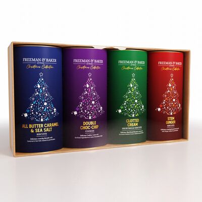 Freeman & Baker - Christmas - 4x Luxury Biscuit Drum Selection Gift Pack (800g)