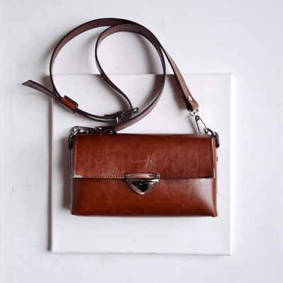 Leather handbag, MidiMe Chocolate Brown