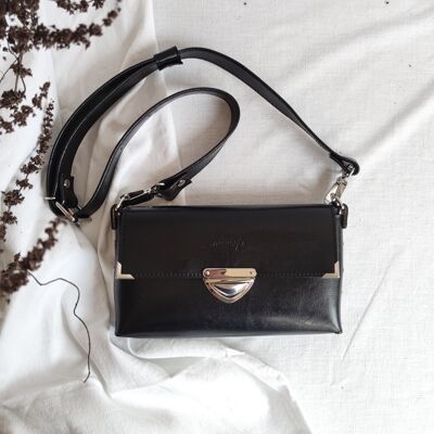 Leather handbag, MidiMe Black