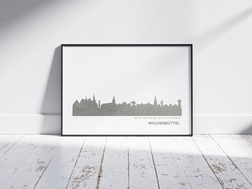 City Skyline Kunstdruck. silber A3 | + 60 Städte