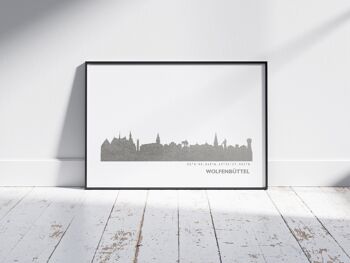 Impression d'art de l'horizon de la ville. argent A3 | + 60 villes 1