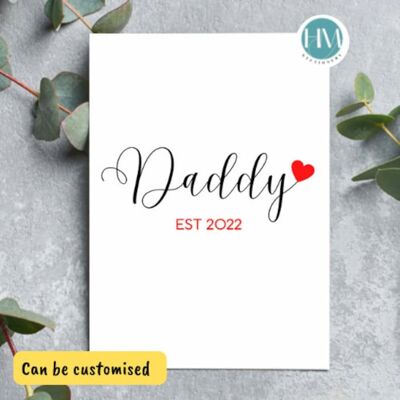 New Daddy to be card, Father’s Day, daddy est card, daddy est 2022, new dad, new grandpa, first father's day, 1st fathers day card - 1 card (£2.95) 1 - daddy est 22 , 1219336613-0