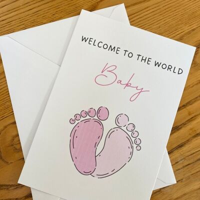 Neue Bucht-Karte | Willkommen auf der Weltbabykarte | Neugeborene Babykarte | Erwartungskarte, Baby-Ankündigungskarte | Babymädchen | Baby Boy – 1 Karte (£2.95) Blau, 1190902318-0