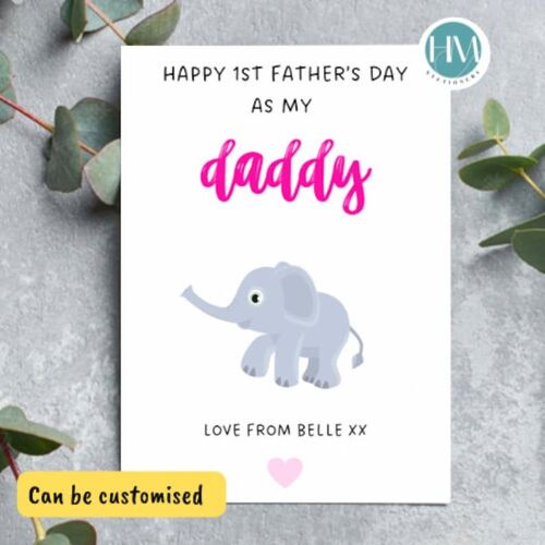 1st Fathers Day As My Daddy Card, Baby First Fathers Day Card, Custom Dad Card, 1st Fathers Day Gift From Son, Daughter, Card For Dad - 1 card (£2.95) Blue , 1219333881-0