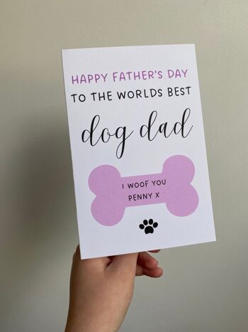 Bonne fête des pères au meilleur papa chien du monde, carte de fête des pères du chien, carte papa chien, cadeau du chien, papa fourrure, carte personnalisée du chien, - 1 carte (2,95 £) Rose, 1219330489-2 3