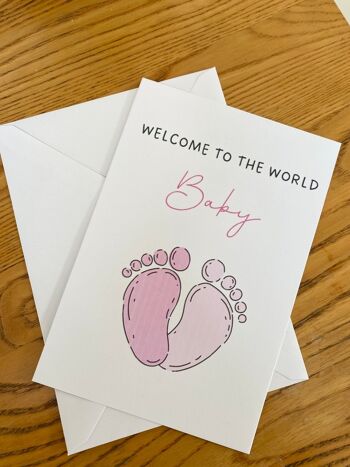 Carte New Bay | Bienvenue sur la carte World Baby | Carte de bébé nouveau-né | Carte d'attente, faire-part de bébé | Petite fille | Baby Boy - 2 cartes (£5.25) Bleu , 1190902318-2 2