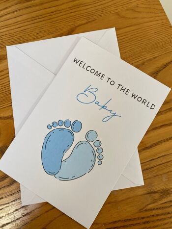 Carte New Bay | Bienvenue sur la carte World Baby | Carte de bébé nouveau-né | Carte d'attente, faire-part de bébé | Petite fille | Baby Boy - 2 cartes (£5.25) Bleu , 1190902318-2 3