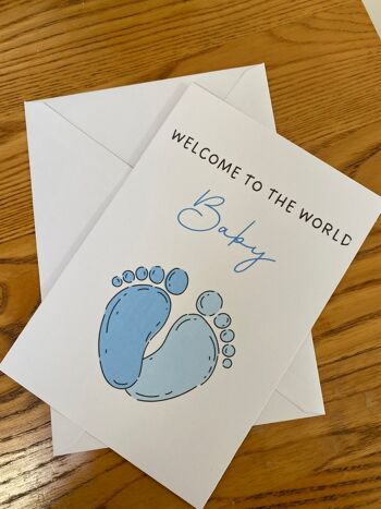 Carte New Bay | Bienvenue sur la carte World Baby | Carte de bébé nouveau-né | Carte d'attente, faire-part de bébé | Petite fille | Baby Boy - 2 cartes (£5.25) Bleu , 1190902318-2 4