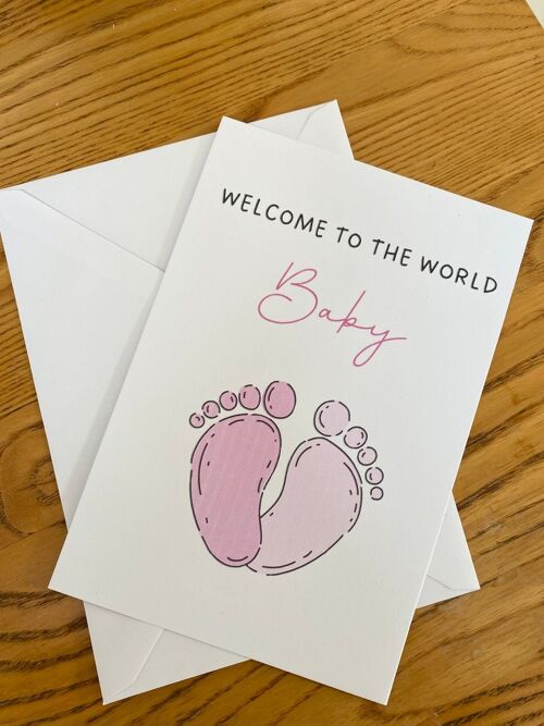 New Bay Card | Welcome to the World Baby card | New born baby card | Expecting Card, Baby Announcement Card | Baby girl | Baby Boy - 2 cards (£5.25) Purple , 1190902318-3