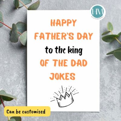 Carte de blagues de papa, carte drôle de fête des pères, bonne fête des pères, carte pour papa, carte de voeux de blagues de papa, carte drôle pour lui, le roi des blagues de papa - 1 carte (2,95 £), 1205392100-0