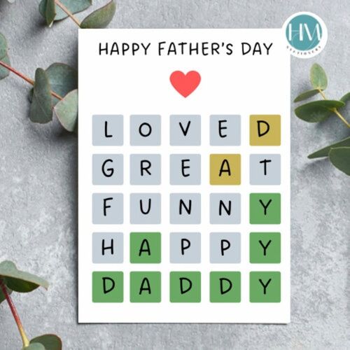 Dad you mean the wordle to me | Father’s Day cards | novelty card Dad | Wordle puzzle card | cards for him | personalised greetings - 1 card (£2.95) , 1190892350-0