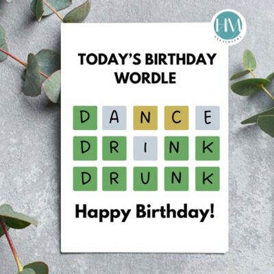 Tarjeta de feliz cumpleaños de Wordle, tarjeta de cumpleaños de Wordle divertida para ella, tarjeta para él, cumpleaños de Wordle, tarjeta de fiesta, tarjeta para el mejor amigo, juego de Wordle - 1 tarjeta (£ 2,95), 1224273103-0