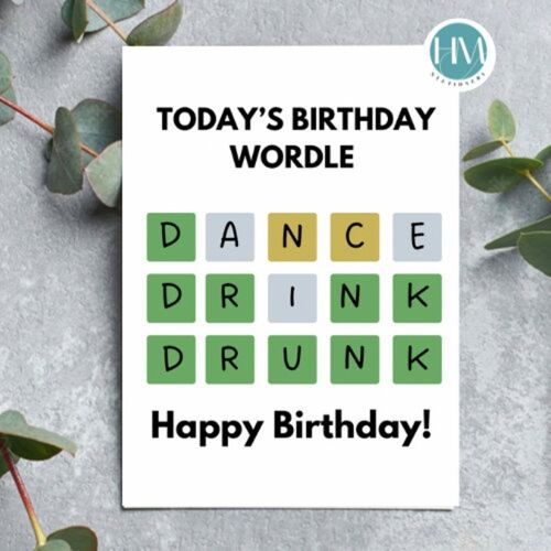 Wordle Happy Birthday Card, Funny Wordle Birthday Card For Her, Card For Him, Wordle Birthday, Party Card, Card for best friend, Wordle game - 4 cards (£9.50) , 1224273103-3