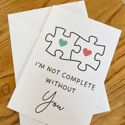 Jigsaw Jubiläumskarte, I Love You More Than Words, lustige Jubiläumskarte für Sie, Ehefrau, Weltgeburtstag, Happy Anniversary, Geschenk für Ihn – 1 Karte (2,95 £), 1190897632-0