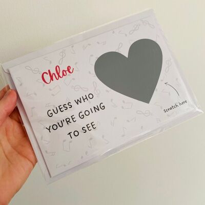 Concert surprise ticket, surprise reveal concert ticket, scratch to reveal surprise, scratch off birthday surprise, music concert surprise - 1 card (£3.25) rose gold heart , 1106687638-5