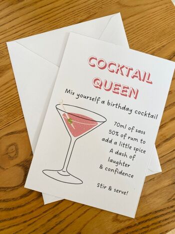 Happy Birthday Cocktail card, Birthday Queen, Fille d'anniversaire personnalisée, Carte de maman, carte d'ami, carte d'anniversaire pour elle, Cartes d'anniversaire - 3 cartes (7,30 £), 1190906436-2 2