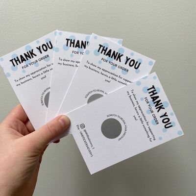 Business Scratch Cards, Business Cards, Scratch Cards, Thank you for your business, Discount code cards, silver scratch cards, - Blue 100 cards (£15.00) , 861941939-0