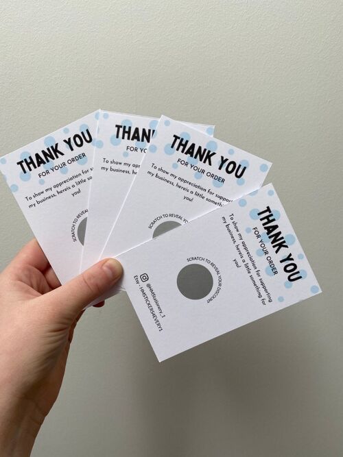 Business Scratch Cards, Business Cards, Scratch Cards, Thank you for your business, Discount code cards, silver scratch cards, - Blue 300 cards (£25.00) , 861941939-2