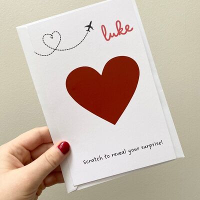 Scratch to Reveal card, Scratch Card Holiday Reveal Card, Personalizza Scratch Card a sorpresa, scratch to reveal card personalizzata, personalizzata - 1 carta (£ 3,25) Cuore rosso, 1149520387-0