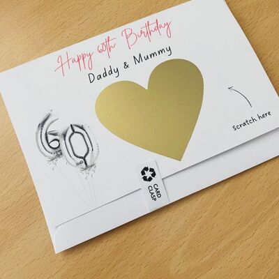 Surprise Birthday Reveal Card, Personalised Special Birthday Reveal Card, Birthday Scratch Card, custom personalised gift, happy birthday - 1 card (£3.25) Silver heart , 1155926788-2